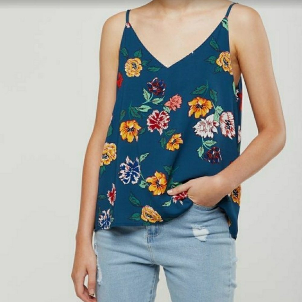 Cotton On Floral Teal Spaghetti Strap Camisole